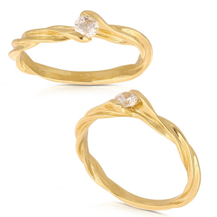 Anello Solitario Torchon in Oro Giallo 18kt – Collezione A Filo