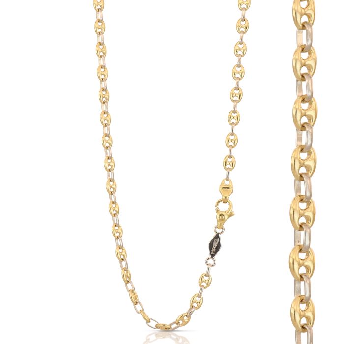 Catena Piena Maglia Marina Bicolore in Oro 18kt – 60 cm