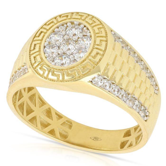 Anello a Scudo con Pietre in Oro 18kt – Uomo