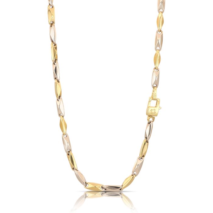 Catena Tubolare Vuota Bicolore in Oro 18kt – Collezione Gioielli Veri