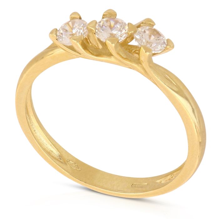 Anello Trilogy in Oro Giallo 18kt – Collezione Matrimonio