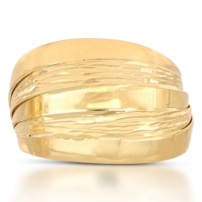 Anello in Oro Giallo 18kt a Lastra – Lucido e Diamantato