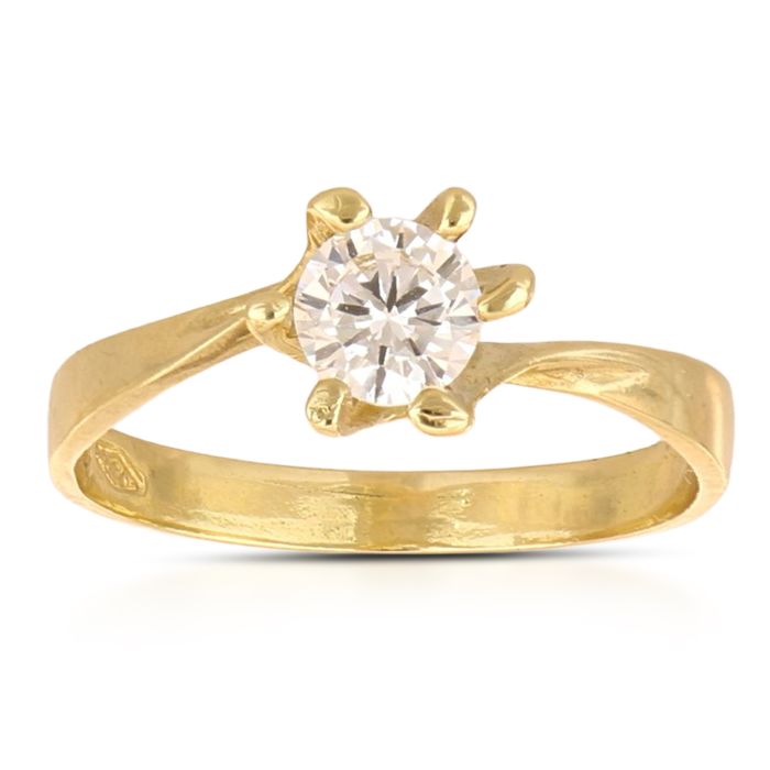 Anello Solitario in Oro Giallo 18kt – Collezione Matrimonio