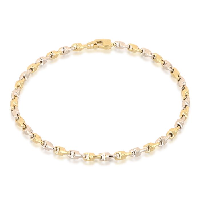 Bracciale Uomo Tubolare “Rigato” – Oro Bicolore 18kt
