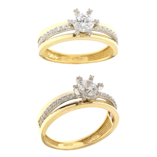 Anello Solitario in Oro Giallo e Bianco 18kt – Collezione Matrimonio