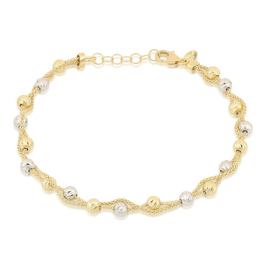 Bracciale Donna con Sfere – Oro Giallo e Bianco 18kt