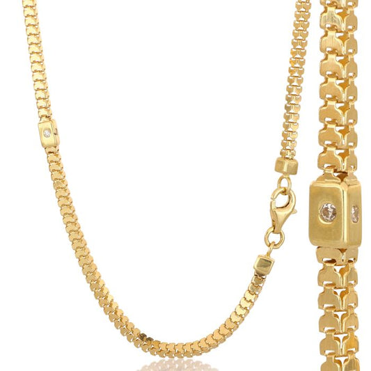 Catena Coda di Topo Alternata in Oro Giallo 18kt – 50 cm