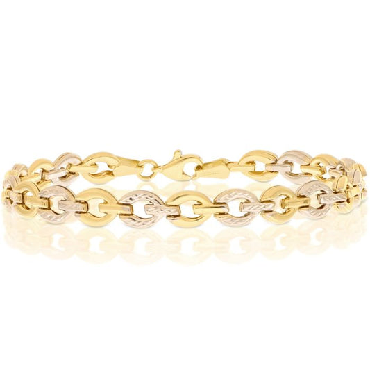 Bracciale Donna Bicolore Scatolato – Oro Giallo e Bianco 18kt
