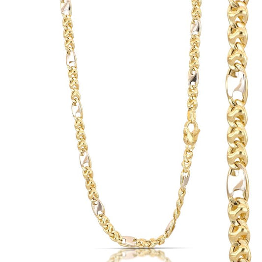Catena Vuota con Riportini Bicolore in Oro 18kt – 60 cm