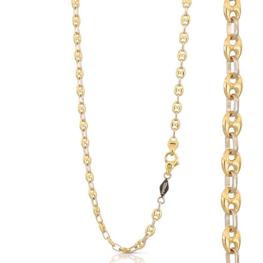 Catena Piena Maglia Marina Bicolore in Oro 18kt – 60 cm