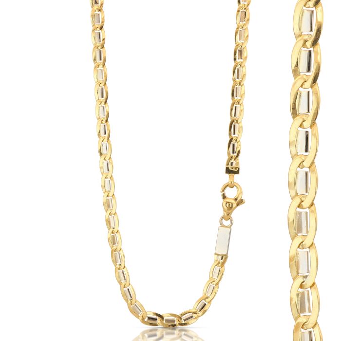 Catena Piena Traversino Alternato Bicolore in Oro 18kt – 50 cm