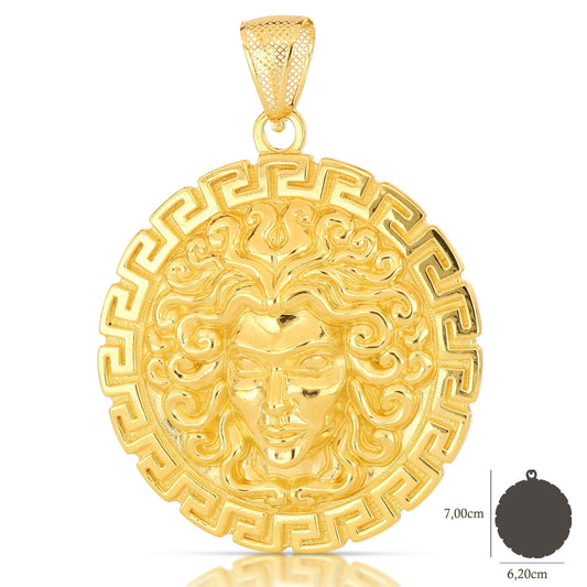 Pendente Medusa con Greca – Oro 18kt