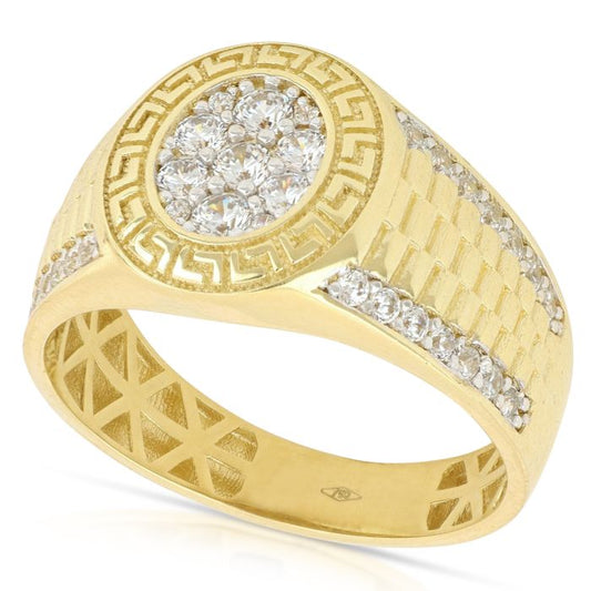 Anello a Scudo con Pietre in Oro 18kt – Uomo