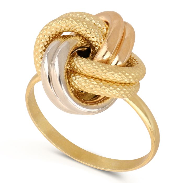 Anello Nodo Classico in Oro Giallo, Bianco e Rosa 18kt – Collezione Classic