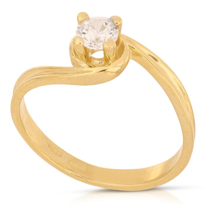 Anello Solitario in Oro Giallo 18kt – Collezione Matrimonio