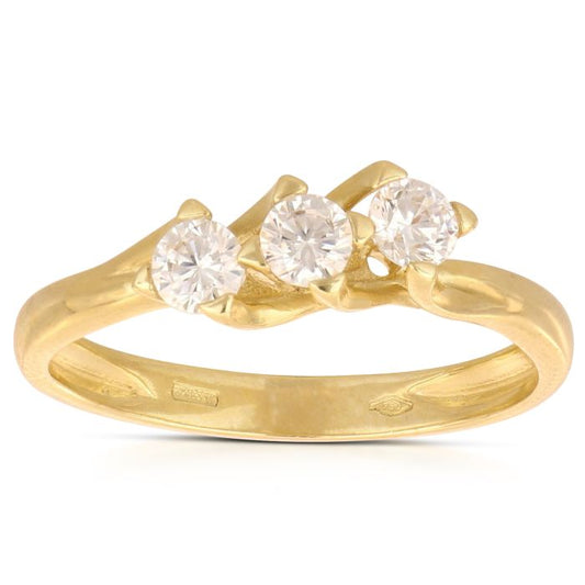 Anello Trilogy in Oro Giallo 18kt – Collezione Matrimonio