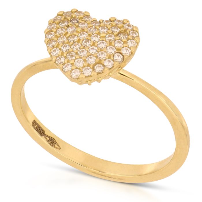 Anello Pavé Cuore in Oro Bianco 18kt – Collezione Button