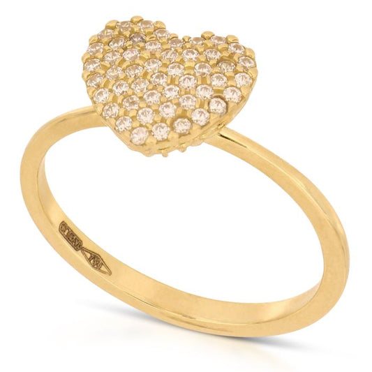 Anello Pavé Cuore in Oro Bianco 18kt – Collezione Button