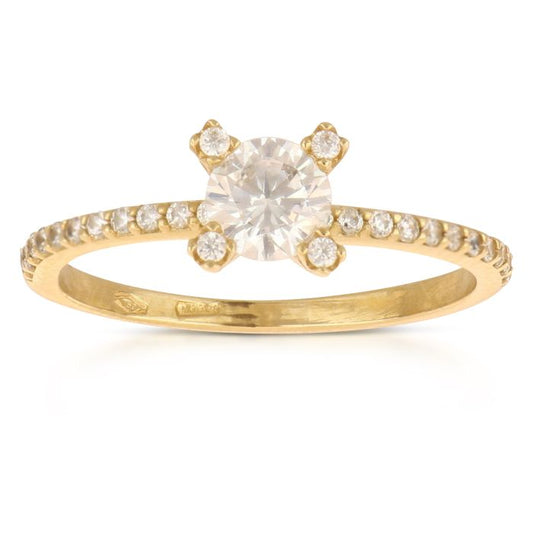 Anello Solitario Fantasia in Oro Giallo 18kt – Collezione Matrimonio