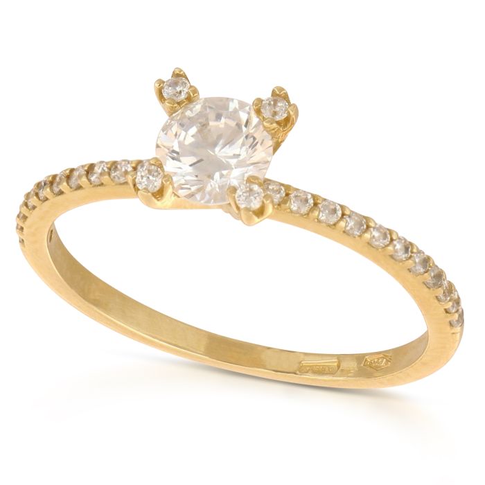 Anello Solitario Fantasia in Oro Giallo 18kt – Collezione Matrimonio