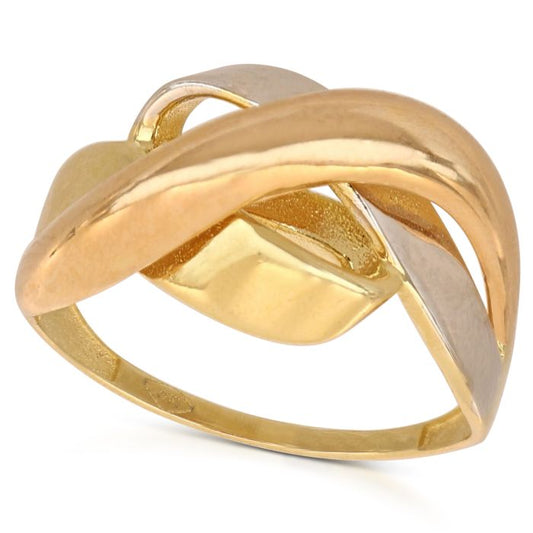 Anello Tricolore in Oro 18kt – Fascia Larga (Giallo, Bianco, Rosa, 1,20 cm)
