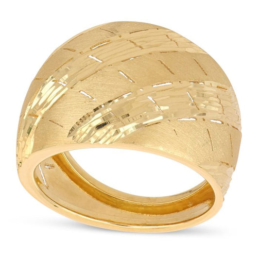 Anello in Oro Giallo 18kt a Lastra – Lucido e Satinato (Fascia Larga 1,70 cm)