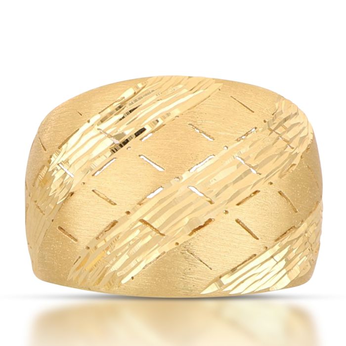 Anello in Oro Giallo 18kt a Lastra – Lucido e Satinato (Fascia Larga 1,70 cm)