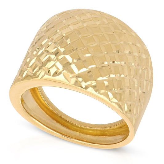 Anello in Oro Giallo 18kt a Lastra – Lucido e Diamantato (Fascia Larga 1,70 cm)