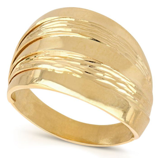 Anello in Oro Giallo 18kt a Lastra – Lucido e Diamantato
