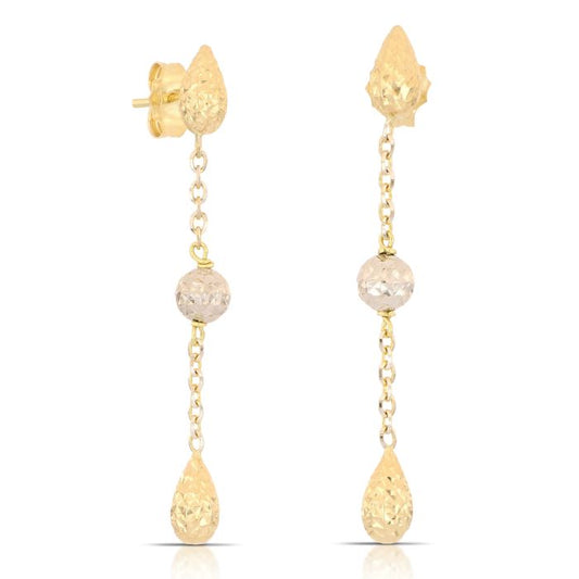 Orecchini Pendenti Martellati Bicolore in Oro 18kt – Collezione Drops